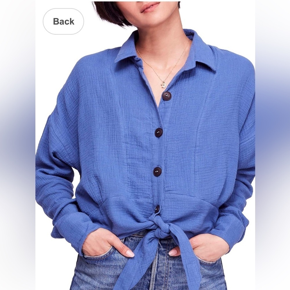 Free People Womens Sunstreaks Tie Front Button Down Blouse